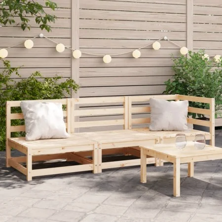 Solid pine wood 3-seater garden sofa by , Modular outdoor sofas - Ref: Foro24-837949, Price: 159,18 €, Discount: %