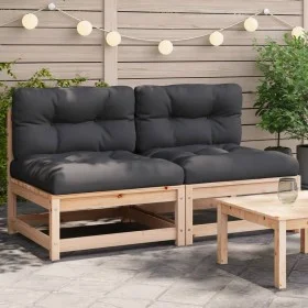 Garden sofas without armrests with 2 pine wood cushions by , Modular outdoor sofas - Ref: Foro24-838086, Price: 125,73 €, Dis...