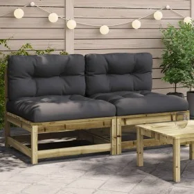 Garden sofas without armrests with 2 pine wood cushions by , Modular outdoor sofas - Ref: Foro24-838092, Price: 181,25 €, Dis...