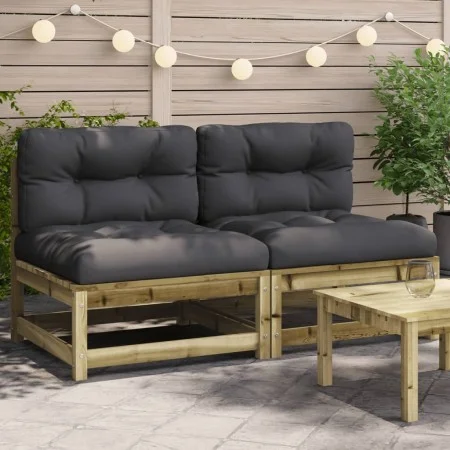 Garden sofas without armrests with 2 pine wood cushions by , Modular outdoor sofas - Ref: Foro24-838092, Price: 181,25 €, Dis...