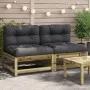 Sofás de jardín sin reposabrazos con cojines 2 uds madera pino de , Sofás modulares de exterior - Ref: Foro24-838092, Precio:...