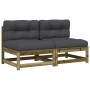 Garden sofas without armrests with 2 pine wood cushions by , Modular outdoor sofas - Ref: Foro24-838092, Price: 183,56 €, Dis...