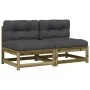 Garden sofas without armrests with 2 pine wood cushions by , Modular outdoor sofas - Ref: Foro24-838092, Price: 181,25 €, Dis...