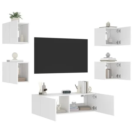 Wand-TV-Möbel mit LED-Leuchten 5 Stück weiß von , TV-Möbel - Ref: Foro24-3216860, Preis: 179,15 €, Rabatt: %