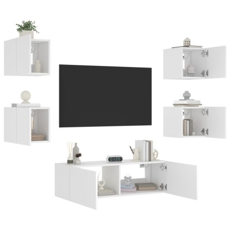 Wand-TV-Möbel mit LED-Leuchten 5 Stück weiß von , TV-Möbel - Ref: Foro24-3216860, Preis: 188,38 €, Rabatt: %