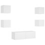 Muebles de TV de pared con luces LED 5 piezas blanco de , Muebles TV - Ref: Foro24-3216860, Precio: 191,82 €, Descuento: %