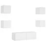 Wall-mounted TV furniture with LED lights, 5 pieces in white. by , TV Furniture - Ref: Foro24-3216860, Price: 178,70 €, Disco...