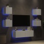 Muebles de TV de pared con luces LED 5 piezas blanco de , Muebles TV - Ref: Foro24-3216860, Precio: 191,82 €, Descuento: %