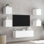 Muebles de TV de pared con luces LED 5 piezas blanco de , Muebles TV - Ref: Foro24-3216860, Precio: 191,82 €, Descuento: %