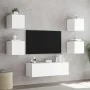 Wall-mounted TV furniture with LED lights, 5 pieces in white. by , TV Furniture - Ref: Foro24-3216860, Price: 178,70 €, Disco...