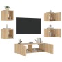 Muebles de TV de pared con luces LED 5 piezas roble Sonoma de , Muebles TV - Ref: Foro24-3216862, Precio: 165,52 €, Descuento: %
