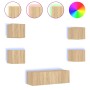 Muebles de TV de pared con luces LED 5 piezas roble Sonoma de , Muebles TV - Ref: Foro24-3216862, Precio: 165,52 €, Descuento: %