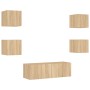 Muebles de TV de pared con luces LED 5 piezas roble Sonoma de , Muebles TV - Ref: Foro24-3216862, Precio: 165,52 €, Descuento: %