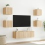 Muebles de TV de pared con luces LED 5 piezas roble Sonoma de , Muebles TV - Ref: Foro24-3216862, Precio: 165,52 €, Descuento: %