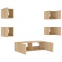Muebles de TV de pared con luces LED 5 piezas roble Sonoma de , Muebles TV - Ref: Foro24-3216862, Precio: 165,52 €, Descuento: %