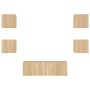 Muebles de TV de pared con luces LED 5 piezas roble Sonoma de , Muebles TV - Ref: Foro24-3216862, Precio: 165,52 €, Descuento: %