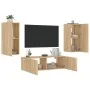 Muebles de TV de pared con luces LED 3 piezas roble Sonoma de , Muebles TV - Ref: Foro24-3216869, Precio: 145,24 €, Descuento: %
