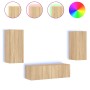 Muebles de TV de pared con luces LED 3 piezas roble Sonoma de , Muebles TV - Ref: Foro24-3216869, Precio: 149,37 €, Descuento: %