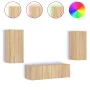 Muebles de TV de pared con luces LED 3 piezas roble Sonoma de , Muebles TV - Ref: Foro24-3216869, Precio: 145,24 €, Descuento: %