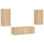 Muebles de TV de pared con luces LED 3 piezas roble Sonoma de , Muebles TV - Ref: Foro24-3216869, Precio: 149,37 €, Descuento: %