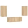Muebles de TV de pared con luces LED 3 piezas roble Sonoma de , Muebles TV - Ref: Foro24-3216869, Precio: 145,24 €, Descuento: %