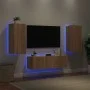 Muebles de TV de pared con luces LED 3 piezas roble Sonoma de , Muebles TV - Ref: Foro24-3216869, Precio: 145,24 €, Descuento: %