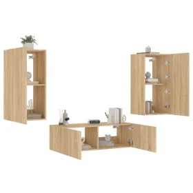 Wand-TV-Möbel mit LED-Leuchten 3 Stück Sonoma-Eiche von , TV-Möbel - Ref: Foro24-3216876, Preis: 170,61 €, Rabatt: %