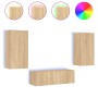 Muebles de TV de pared con luces LED 3 piezas roble Sonoma de , Muebles TV - Ref: Foro24-3216876, Precio: 172,68 €, Descuento: %