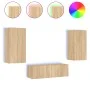 Muebles de TV de pared con luces LED 3 piezas roble Sonoma de , Muebles TV - Ref: Foro24-3216876, Precio: 170,61 €, Descuento: %