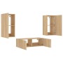 Muebles de TV de pared con luces LED 3 piezas roble Sonoma de , Muebles TV - Ref: Foro24-3216876, Precio: 172,68 €, Descuento: %