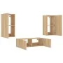 Wall-mounted TV furniture with LED lights, 3 pieces Sonoma oak by , TV Furniture - Ref: Foro24-3216876, Price: 170,37 €, Disc...