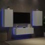 Muebles de TV de pared con luces LED 3 piezas blanco de , Muebles TV - Ref: Foro24-3216874, Precio: 200,00 €, Descuento: %