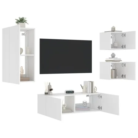 Wand-TV-Möbel mit 4 LED-Lichtern in Weiß. von , TV-Möbel - Ref: Foro24-3216881, Preis: 183,39 €, Rabatt: %