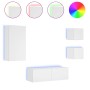 Muebles de TV de pared con luces LED 4 piezas blanco de , Muebles TV - Ref: Foro24-3216881, Precio: 197,23 €, Descuento: %