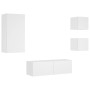 Muebles de TV de pared con luces LED 4 piezas blanco de , Muebles TV - Ref: Foro24-3216881, Precio: 197,23 €, Descuento: %
