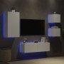 Muebles de TV de pared con luces LED 4 piezas blanco de , Muebles TV - Ref: Foro24-3216881, Precio: 197,23 €, Descuento: %