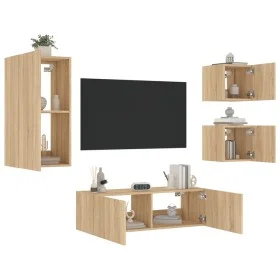 Wand-TV-Möbel mit LED-Lichtern, 4-teilig, Sonoma-Eiche. von , TV-Möbel - Ref: Foro24-3216883, Preis: 167,04 €, Rabatt: %
