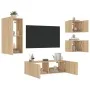 Wand-TV-Möbel mit LED-Lichtern, 4-teilig, Sonoma-Eiche. von , TV-Möbel - Ref: Foro24-3216883, Preis: 167,04 €, Rabatt: %