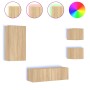 Muebles de TV de pared con luces LED 4 piezas roble Sonoma de , Muebles TV - Ref: Foro24-3216883, Precio: 169,11 €, Descuento: %