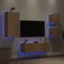 Wand-TV-Möbel mit LED-Lichtern, 4-teilig, Sonoma-Eiche. von , TV-Möbel - Ref: Foro24-3216883, Preis: 167,04 €, Rabatt: %