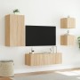 Muebles de TV de pared con luces LED 4 piezas roble Sonoma de , Muebles TV - Ref: Foro24-3216883, Precio: 169,11 €, Descuento: %