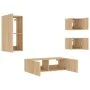 Wand-TV-Möbel mit LED-Lichtern, 4-teilig, Sonoma-Eiche. von , TV-Möbel - Ref: Foro24-3216883, Preis: 167,04 €, Rabatt: %