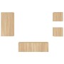 Muebles de TV de pared con luces LED 4 piezas roble Sonoma de , Muebles TV - Ref: Foro24-3216883, Precio: 169,11 €, Descuento: %
