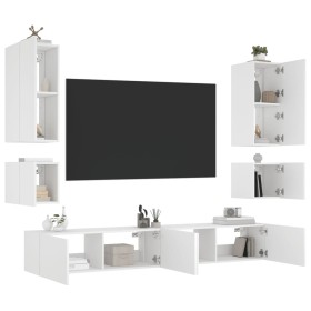 Wand-TV-Möbel mit LED-Leuchten 6-teilig weiß von , TV-Möbel - Ref: Foro24-3216888, Preis: 318,68 €, Rabatt: %