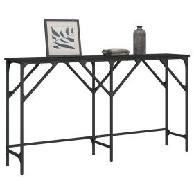 Mesa consola madera de ingeniería negra 140x29x75 cm