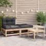 Sofá de jardín sin reposabrazos con cojines y reposapiés de , Sofás modulares de exterior - Ref: Foro24-838141, Precio: 150,4...