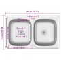 Fregadero de cocina doble seno acero inoxidable 800x500x155 mm