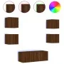 TV wall unit with LED lights, 6 pieces, engineered wood, brown oak. by , TV Furniture - Ref: Foro24-3216817, Price: 173,68 €,...