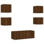 TV wall unit with LED lights, 6 pieces, engineered wood, brown oak. by , TV Furniture - Ref: Foro24-3216817, Price: 173,68 €,...