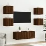 TV wall unit with LED lights, 6 pieces, engineered wood, brown oak. by , TV Furniture - Ref: Foro24-3216817, Price: 173,68 €,...